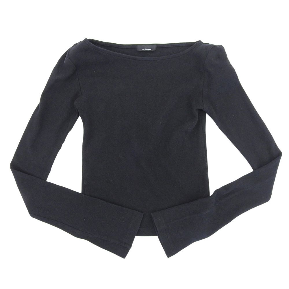 Ans Dotsloevner アンス ドッツローヴナー コットン オフショルダー ボートネック 長袖 トップス レディース ブラック ―