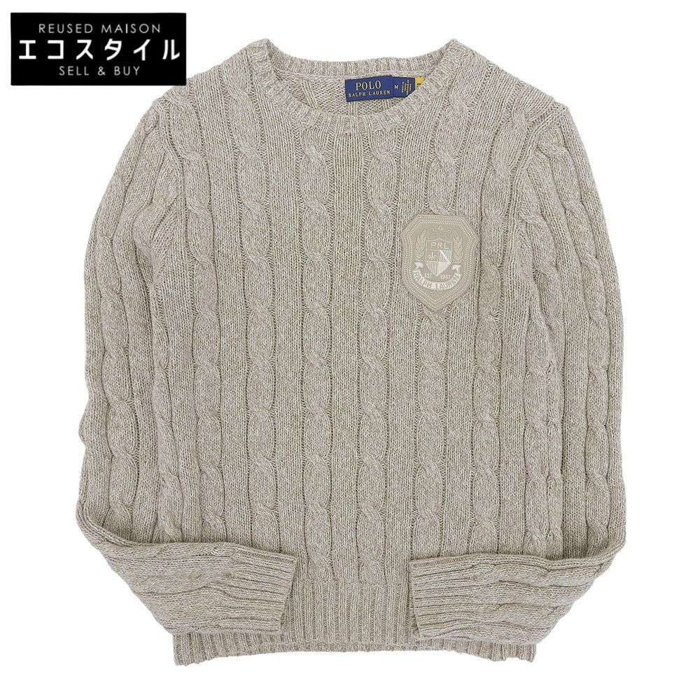POLO RALPH LAUREN ポロ ラルフローレン ワッペン ケーブル編み ニット トップス レディース モカベージュ M M