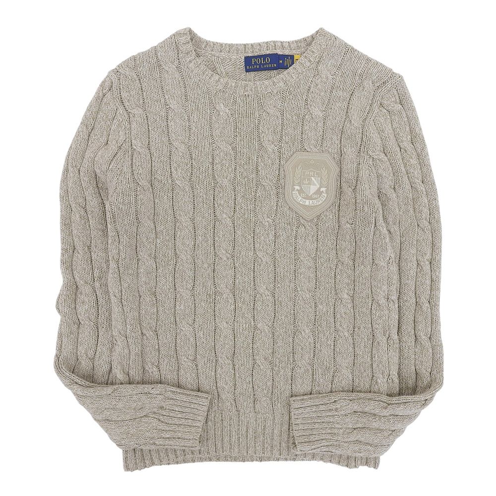 POLO RALPH LAUREN ポロ ラルフローレン ワッペン ケーブル編み ニット トップス レディース モカベージュ M M