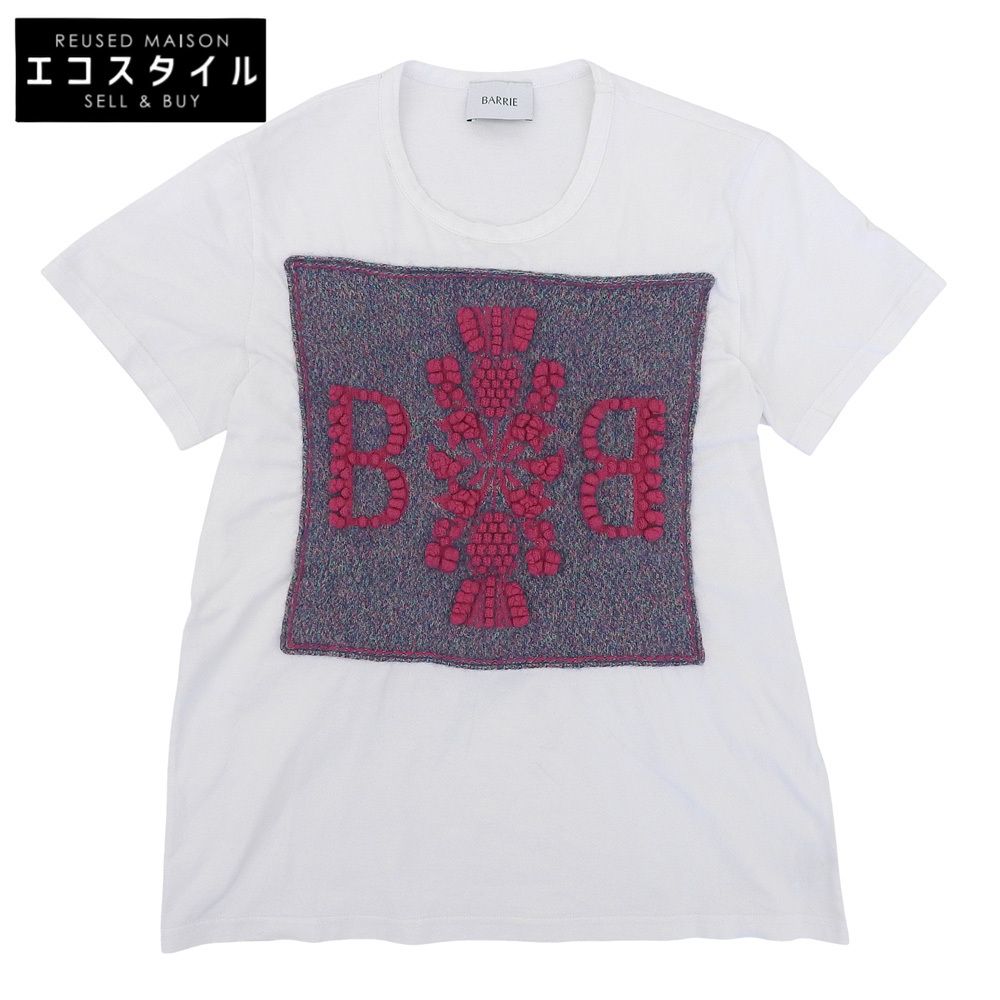 BALLY バリー コットン×カシミヤ Bロゴ クルーネック ショートスリーブ カットソー Tシャツ レディース ホワイト XS XS