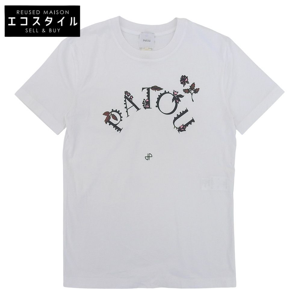 PATOU パトゥ コットン フローラルカーブロゴ ショートスリーブ カットソー トップス レディース ホワイト XS 23A-JE088-9999 XS