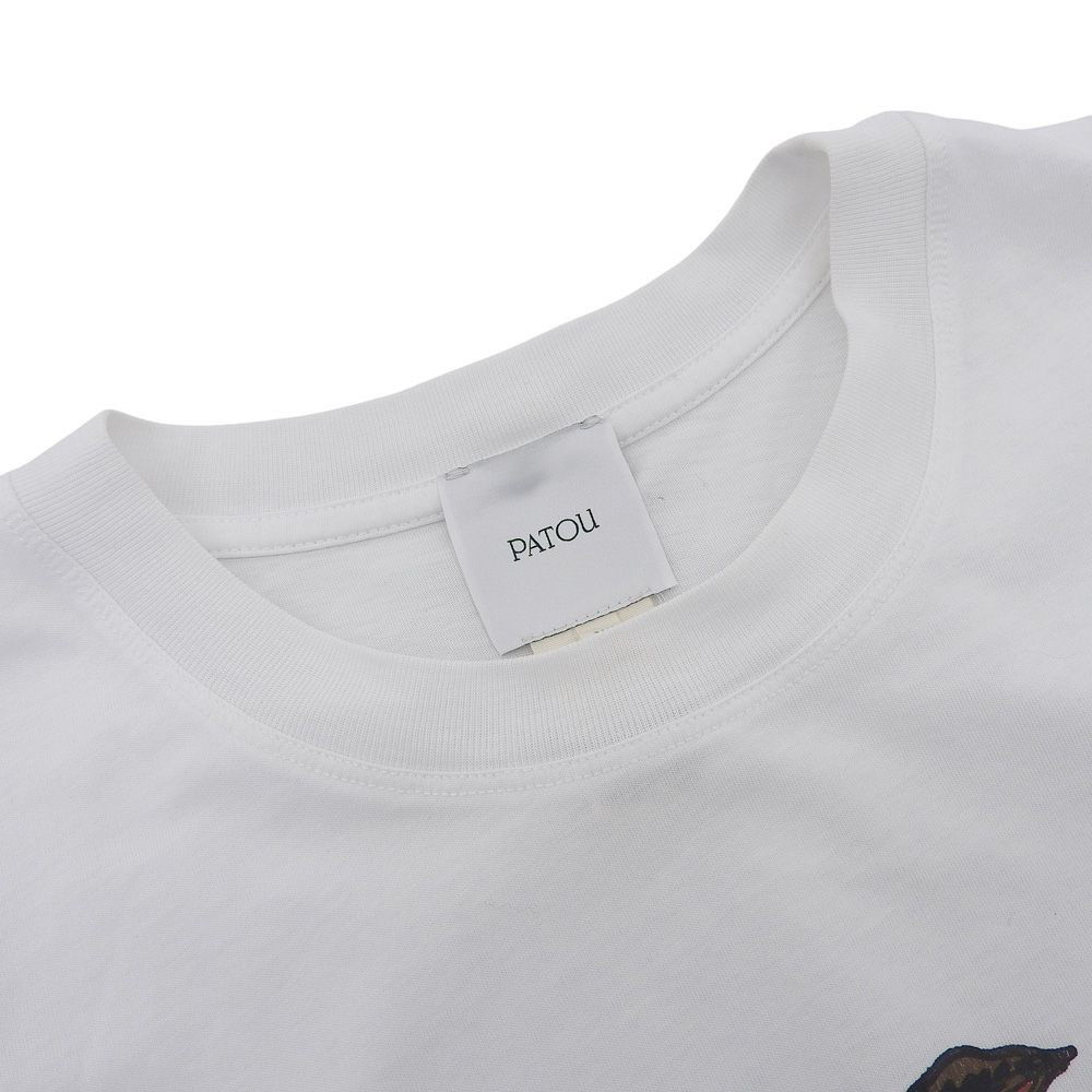 明瞭な PATOU パトゥ コットン フローラルカーブロゴ ショートスリーブ カットソー トップス レディース ホワイト XS 23A-JE088-9999 XS