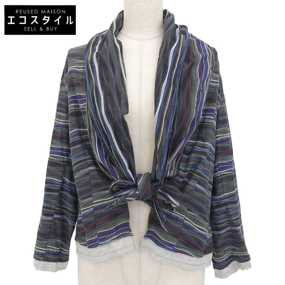 Haat ハート ボーダー デザイン シャツ カーディガン トップス レディース グリーン系 2 HA93FJ632 2