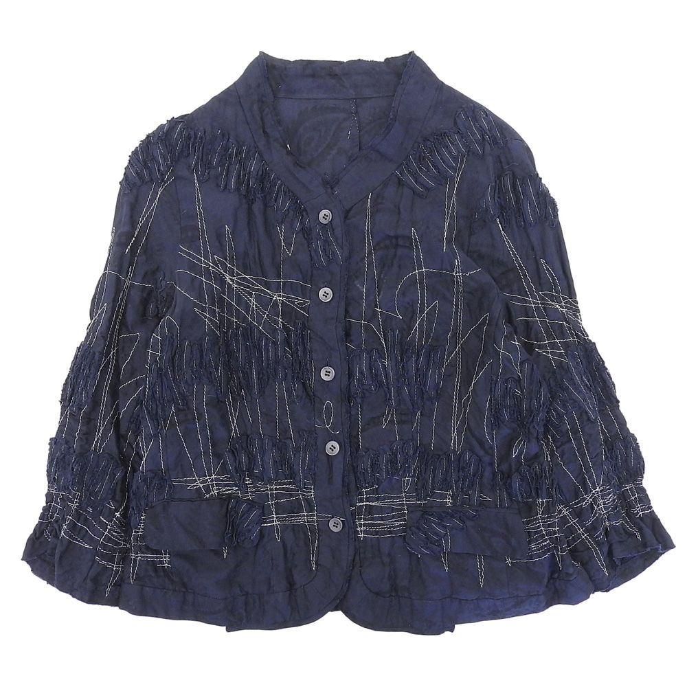 Haat ハート 刺繍 七分袖 シャツ ブラウス トップス ネイビー レディース 3 HA81FJ587 3