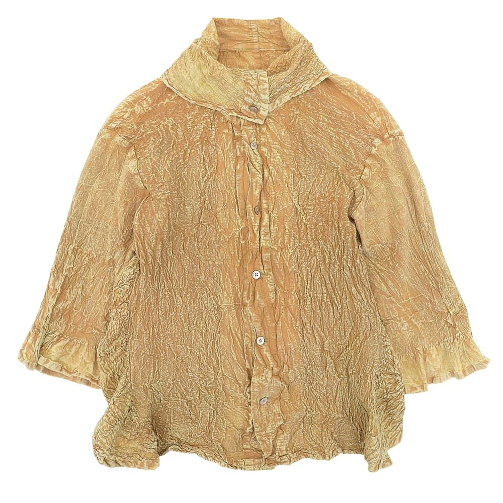 Haat ハート 絞り加工 ハイネック シャツ トップス レディース イエロー 2 HA31FJ526 2