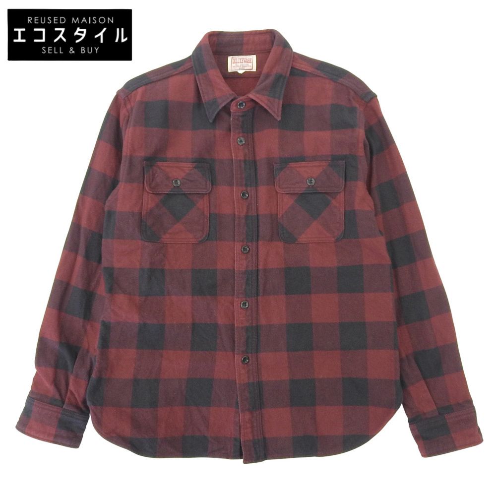 ウェア コットン 50‘s バッファローチェック フランネルシャツ トップス メンズ レッド ブラック L HV 00 A