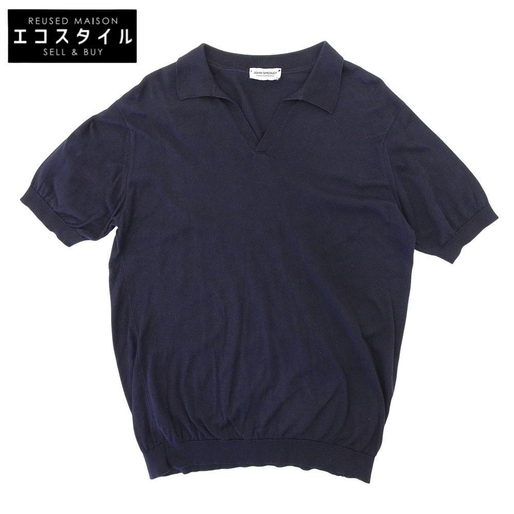 JOHN SMEDLEY ジョンスメドレー SYRES コットン ハイゲージニット スキッパー シャツ トップス メンズ ネイビー L L