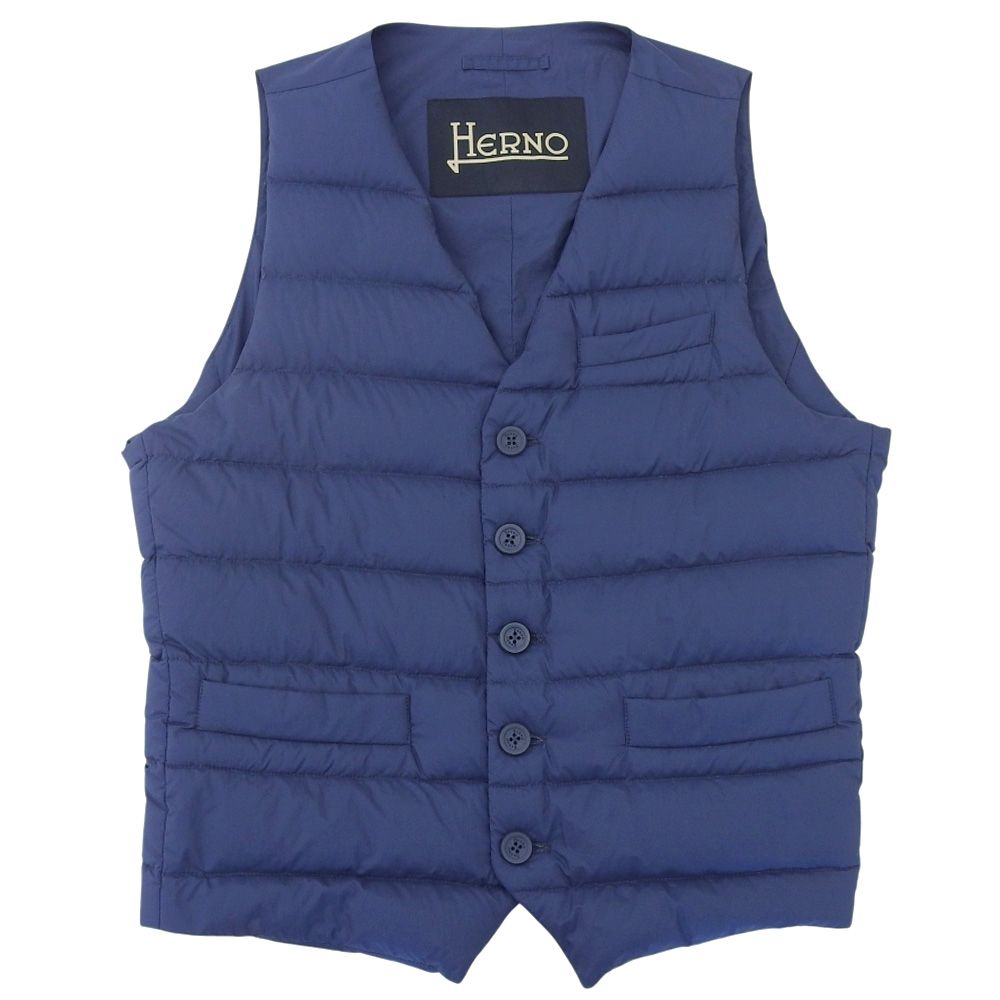 HERNO ヘルノ ナイロン インナーダウン ベスト メンズ ブルー系 48 PI 0381 U