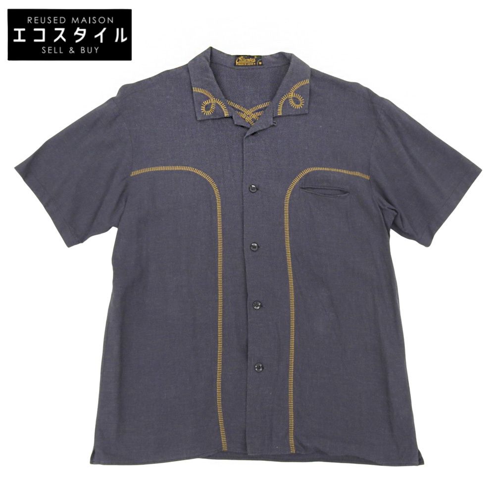 CELT-COBRA ケルトアンドコブラ エンブロイダリーライン オープン シャツ トップス メンズ ダークグレー M 4SSH-05B M