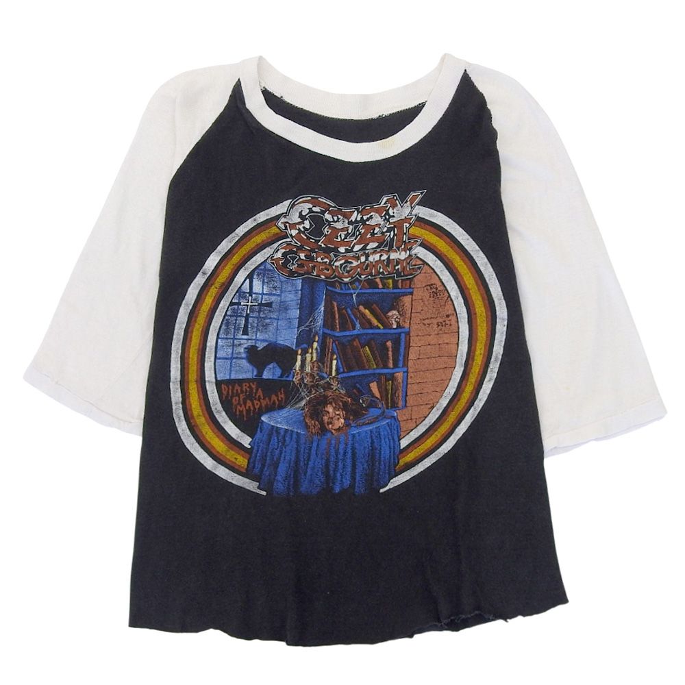 オジー オズボーン ラグランTシャツ トップス メンズ ブラック×ホワイト ―