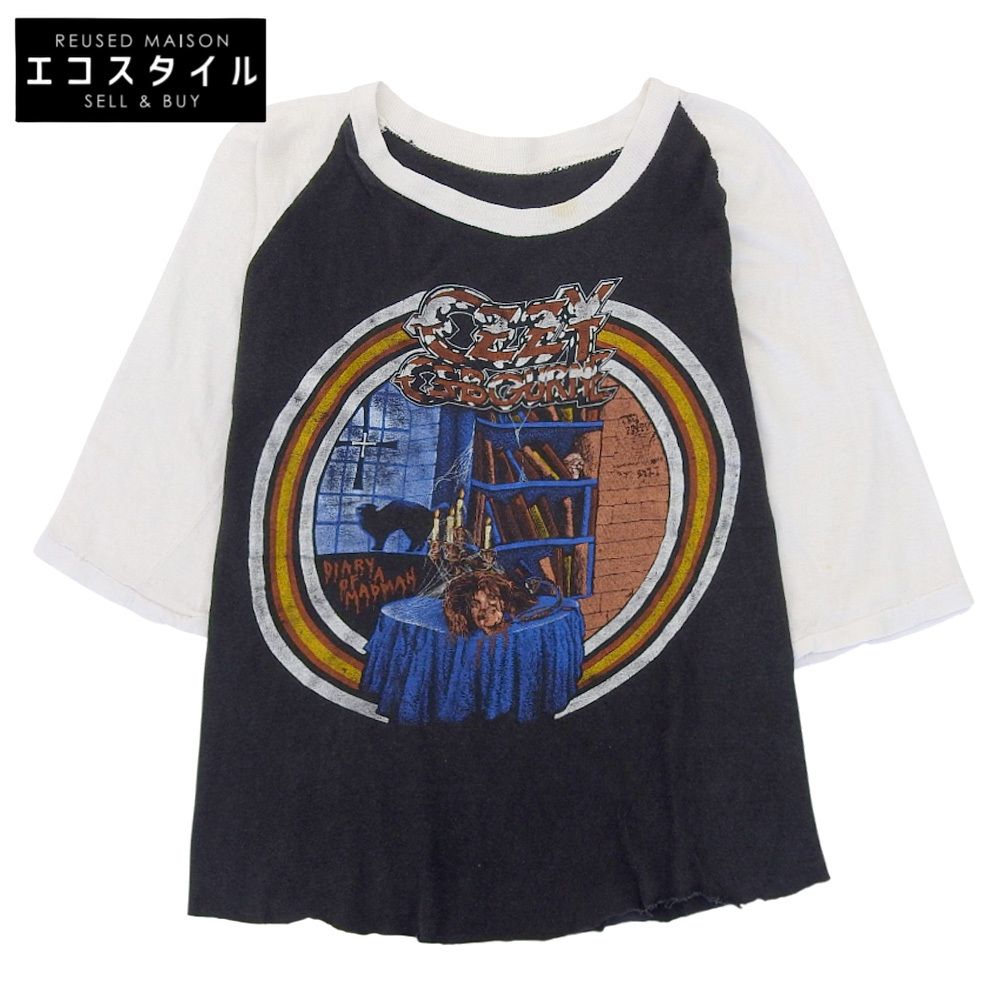 オジー オズボーン ラグランTシャツ トップス メンズ ブラック×ホワイト ―