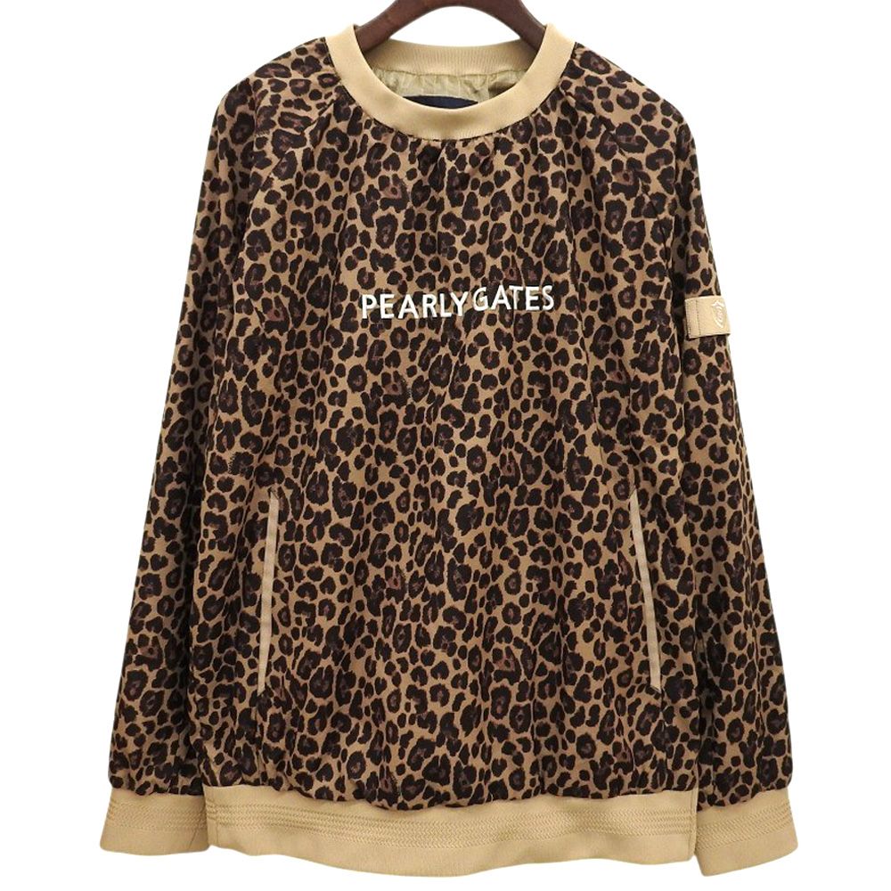 PEARLYGATES パーリーゲイツ レオパード柄 クルーネック ストレッチ長袖プルオーバー レディース ベージュ ブラウン 2 055-2221010 2