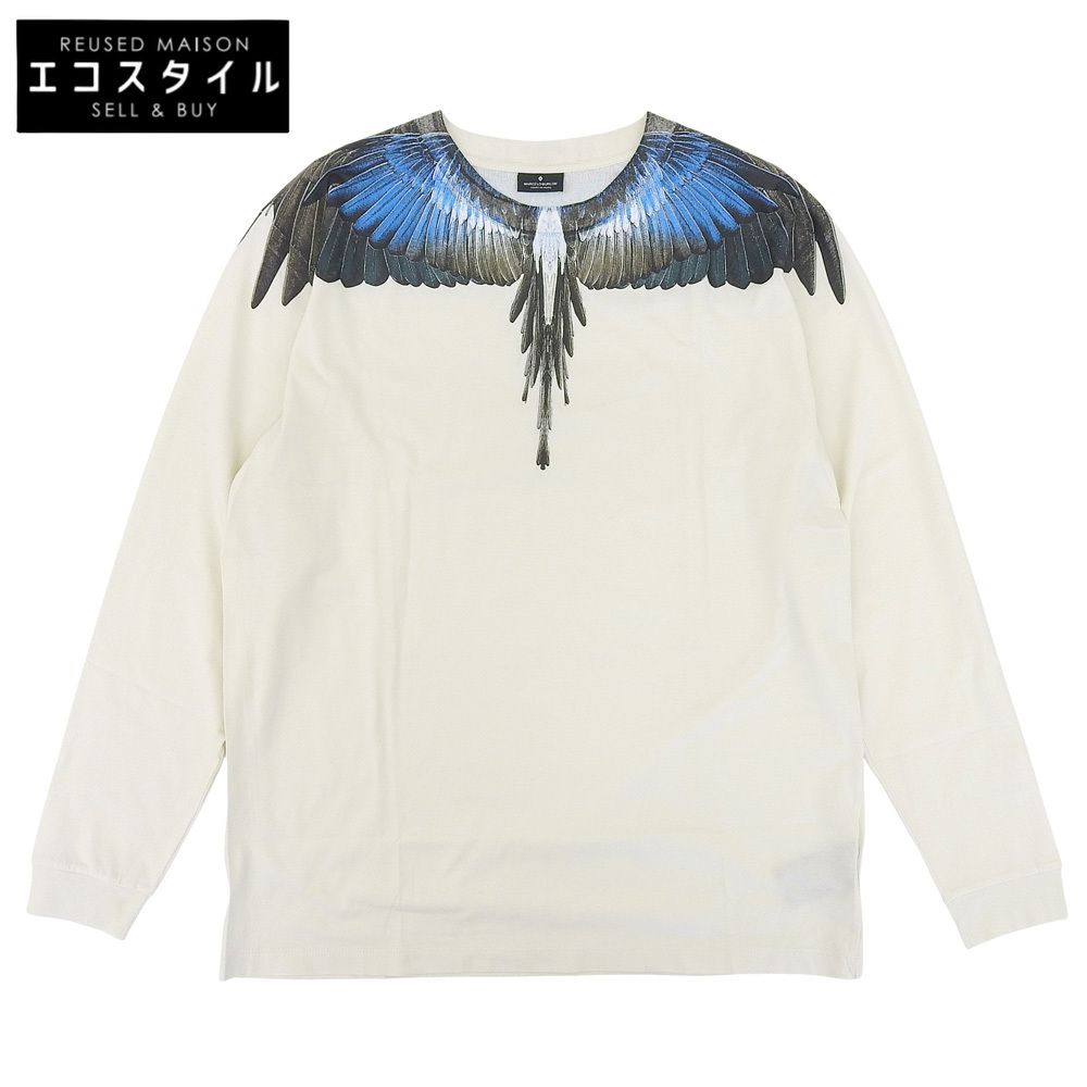 Marcelo Burlon マルセロバーロン コットン ウィングプリント ロングTシャツ トップス オフホワイト×ブルー L L