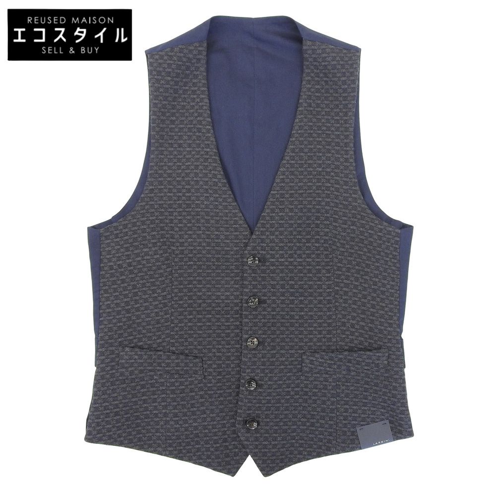 LARDINI ラルディーニ ツイード ブートリエール付き ベスト ジレ メンズ ネイビー 42 JJ77003 42