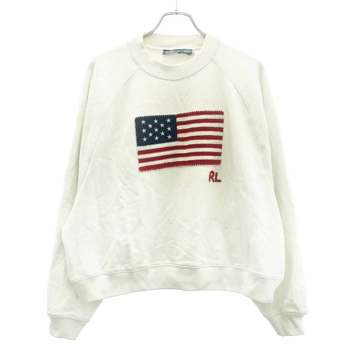 Polo by Ralph Lauren ポロ バイ ラルフ ローレン 25SS ロゴフラッグ フレンチ テリークルーネックスウェットトレーナー アイボリー系 M