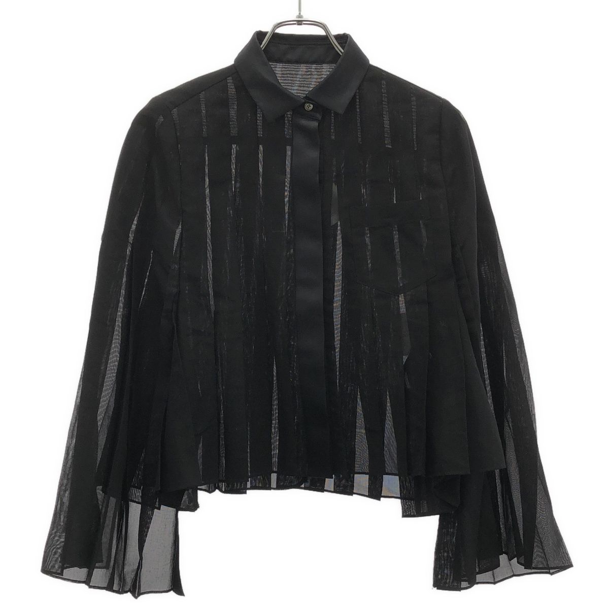 sacai サカイ 22SS プリーツシアーポンチョブラウス 22-06118 ブラック 1