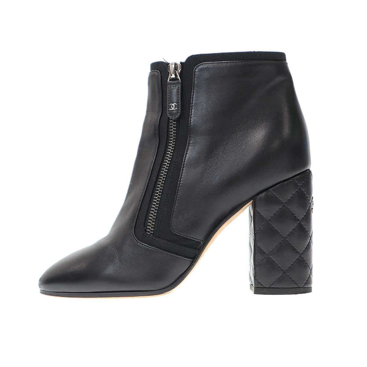 1円】CHANEL シャネル マトラッセ ショートブーツ ヒール ココマーク 