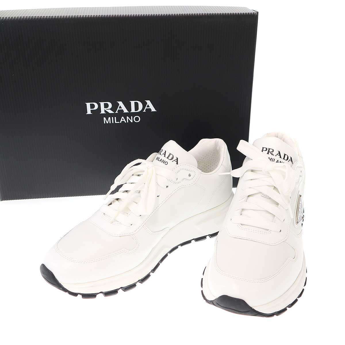 PRADA プラダ PRAX 01 オールレザースニーカー 2EE369 ホワイト 7 1/2