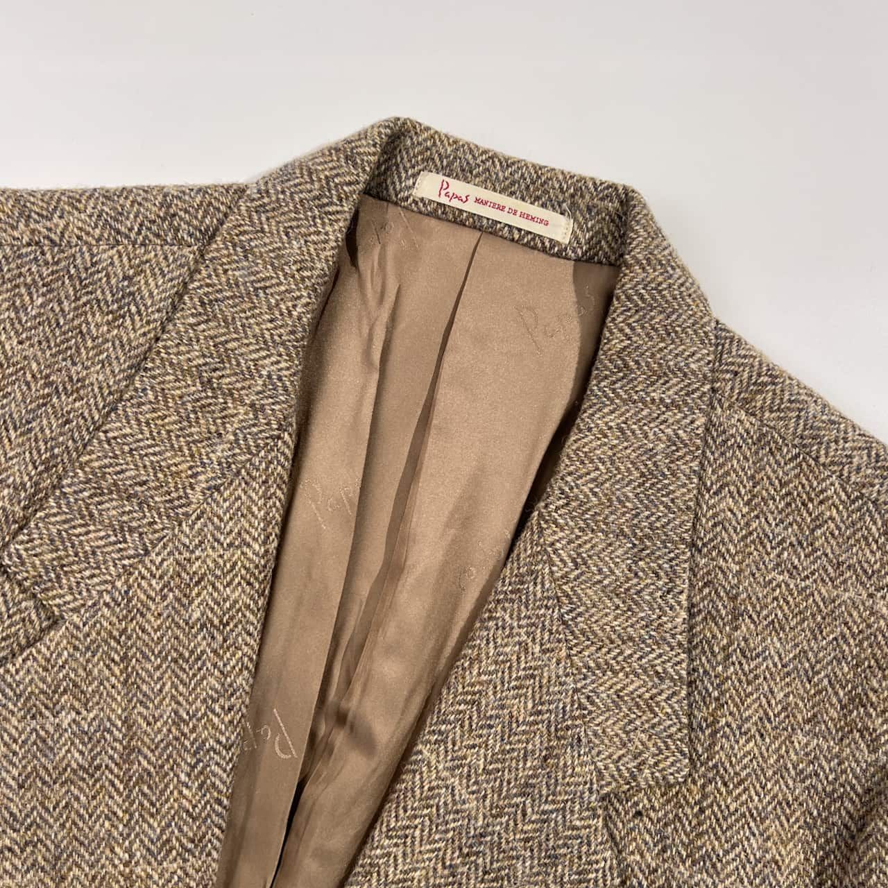 極美品.10万円）PAPAS パパス ハリスツイード:スコットランド PAPAS パパス × Harris Tweed ハリスツイード ウール テーラード