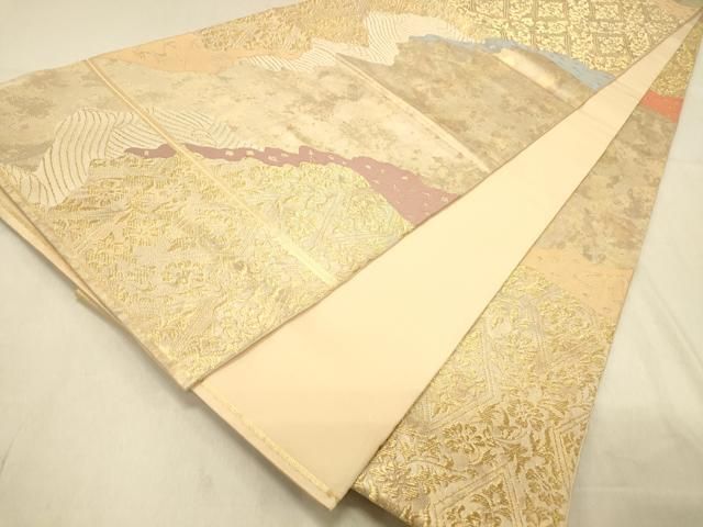 平和屋着物◎全通柄 本袋帯 道長花菱文 金糸 引箔 正絹 逸品