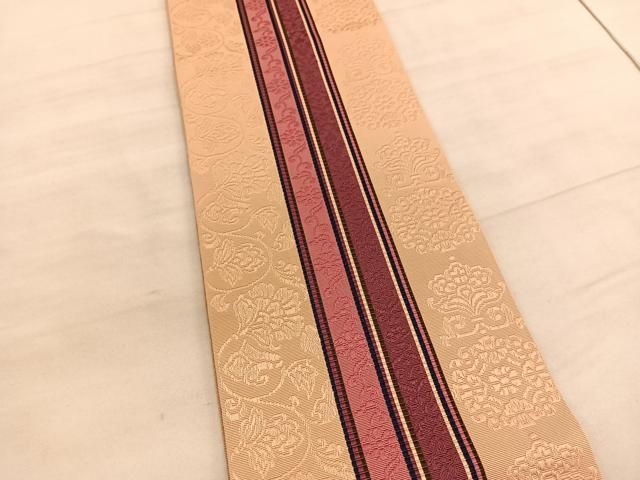 平和屋着物◎本場筑前博多織 半幅帯 花唐草文正絹 逸品 BAAV5204hv