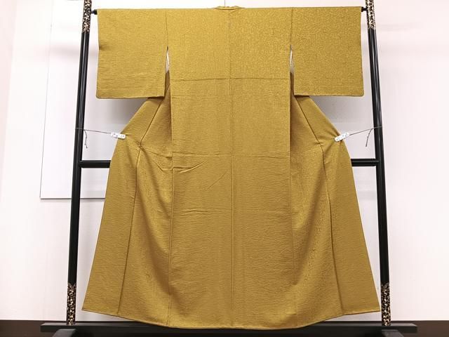 平和屋着物□上質な色無地 花唐草地紋 桑茶色 正絹 逸品 CAAZ0652xi