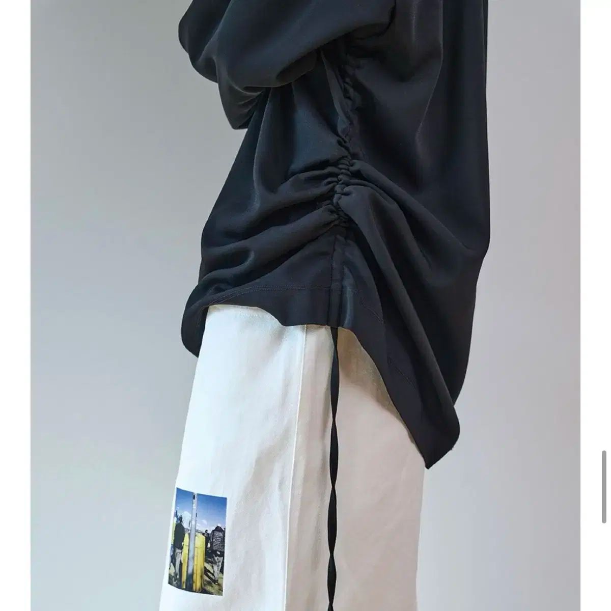  seen レース スカーフ ネック ロング スリーブ ブラック 長袖 Tシャツ カットソー