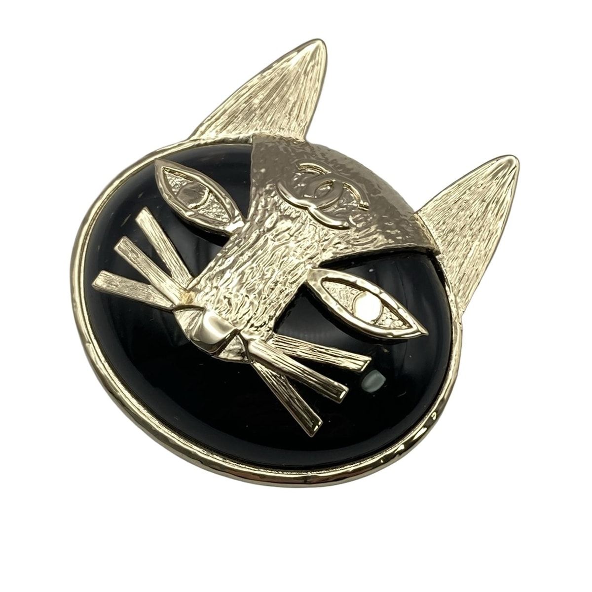 CHANEL シャネル ブローチ - ゴールド×黒 ネコ