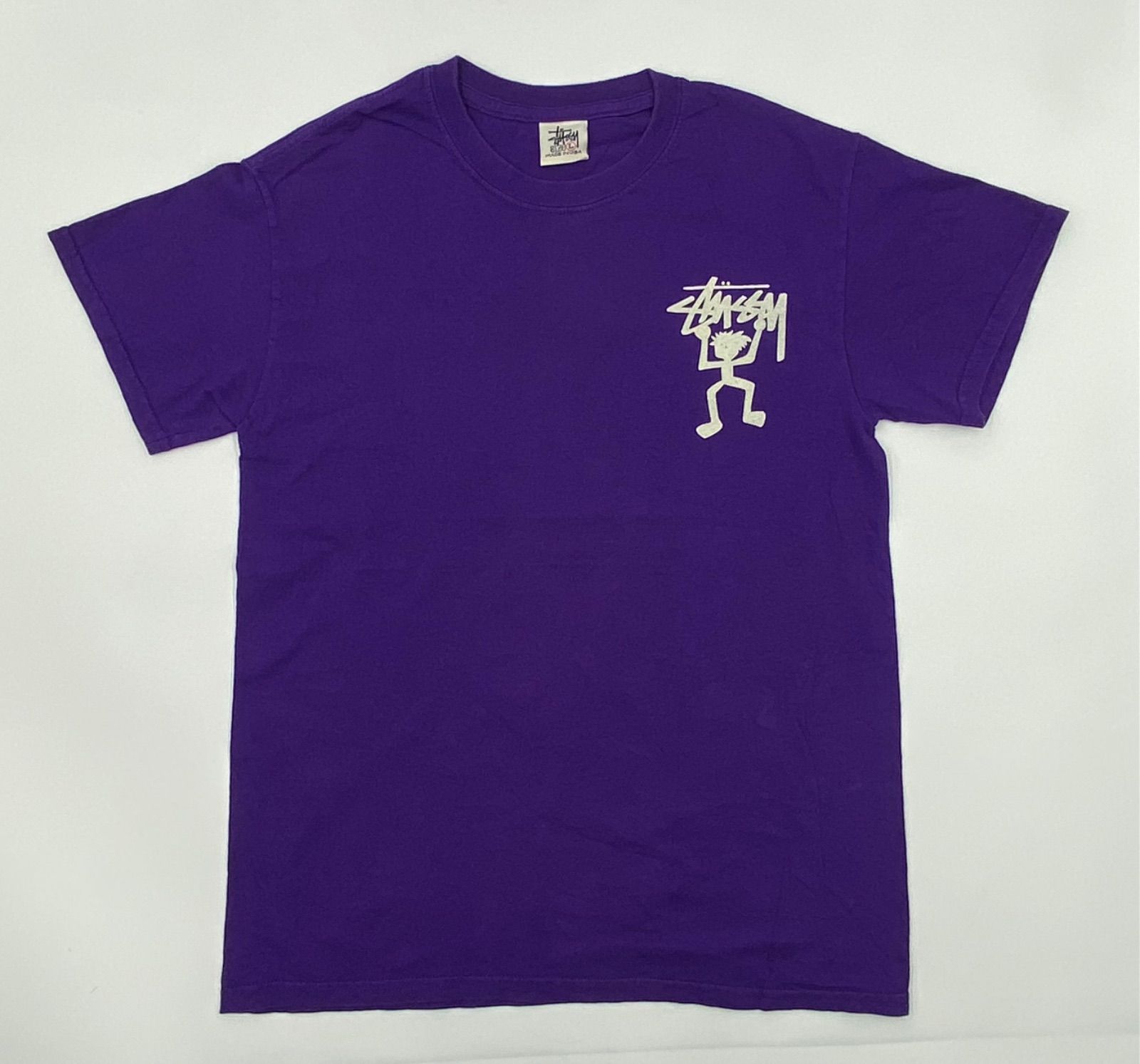 OLD STUSSY 90s 白タグ USA製 L パープル シャドーマン Tシャツ