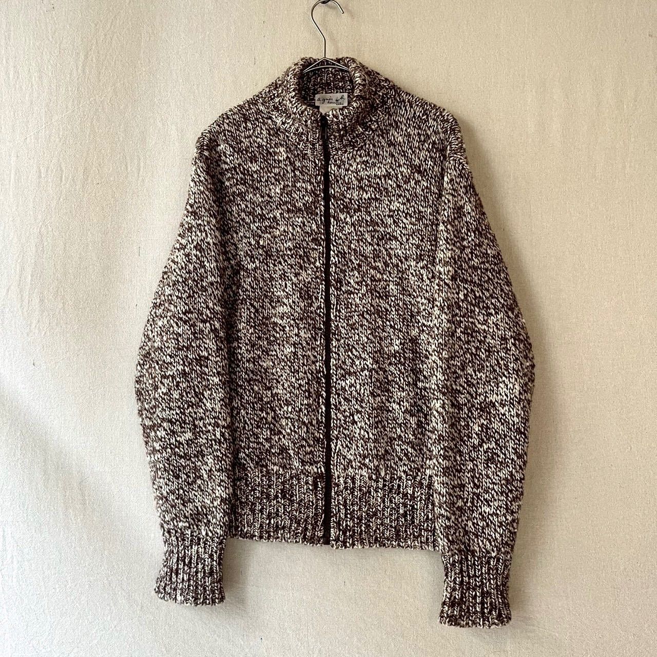 フランス製 agnes b. homme ジップアップ ニット セーター / 1 ウール 