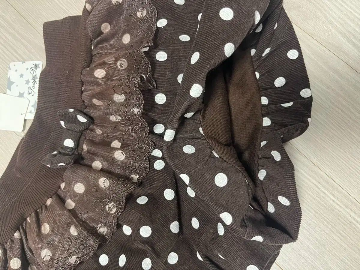 ヴィンテージ ドット リボン レース キュロット ハーフパンツ チョコ