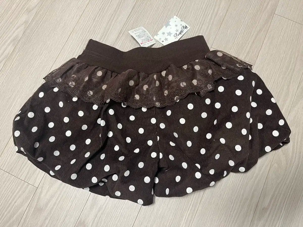  ヴィンテージ ドット リボン レース キュロット ハーフパンツ チョコ ショートパンツ ハーフパンツ パンツ