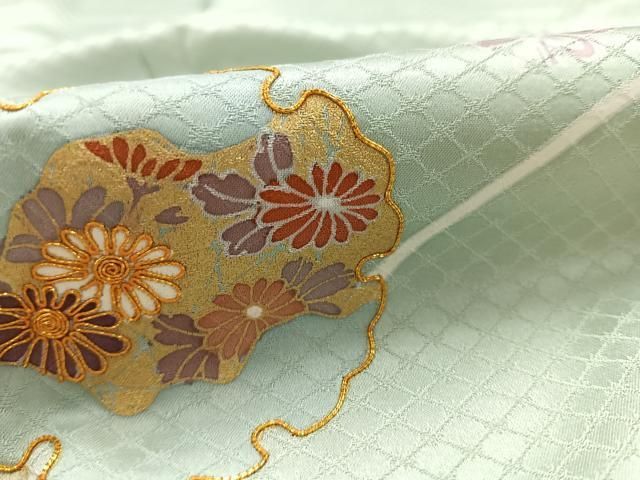 平和屋着物▽訪問着 単衣 駒刺繍 楓文 暈し染め 金彩 正絹 逸品 CAAV0898ou