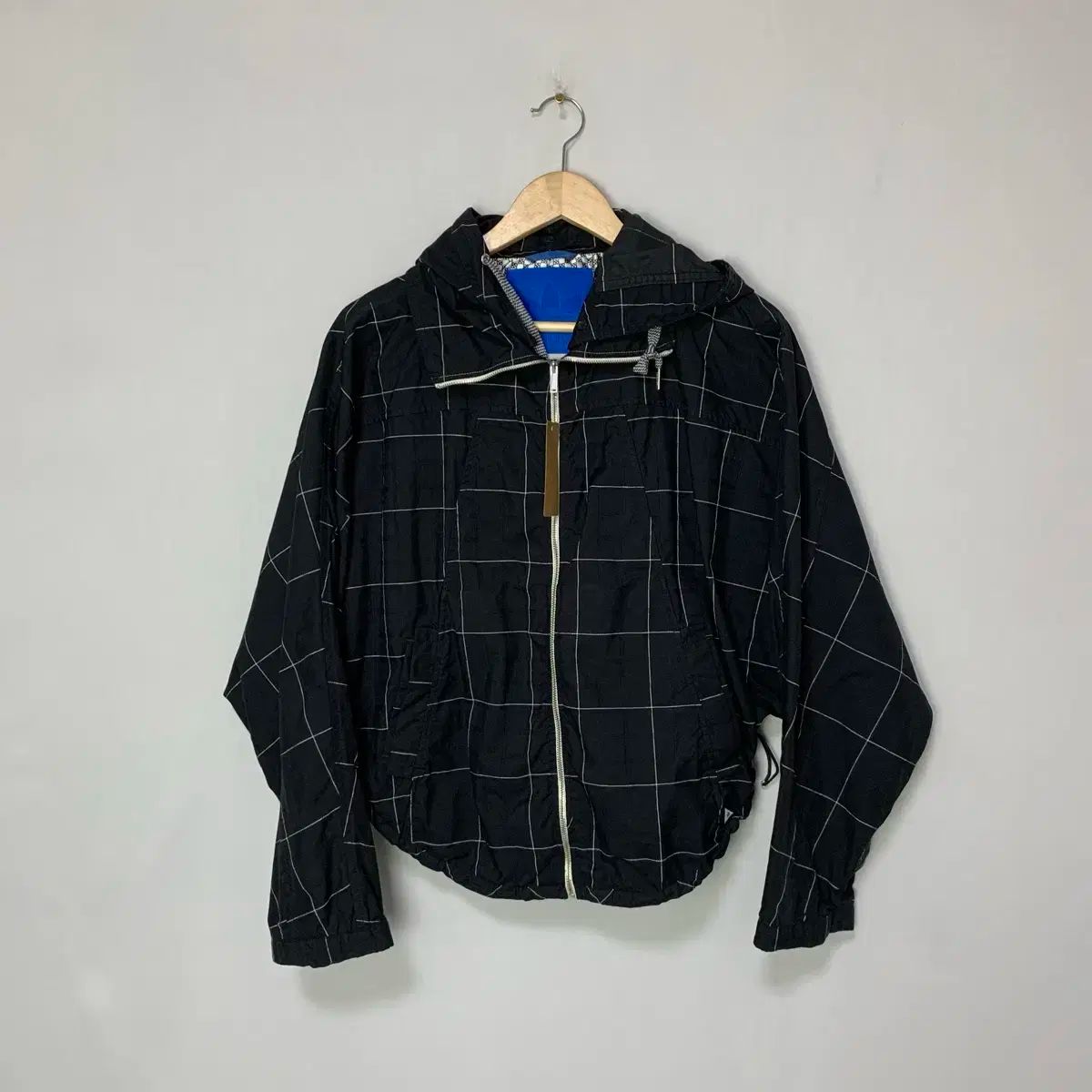 アディダス CHECK パータン WHO ウィンドブレーカー Anorak アノラック ジップアップ ブラック 90サイズ ヴィンテージ