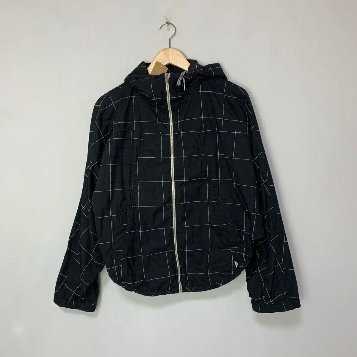 アディダス CHECK パータン WHO ウィンドブレーカー Anorak アノラック ジップアップ ブラック 90サイズ ヴィンテージ