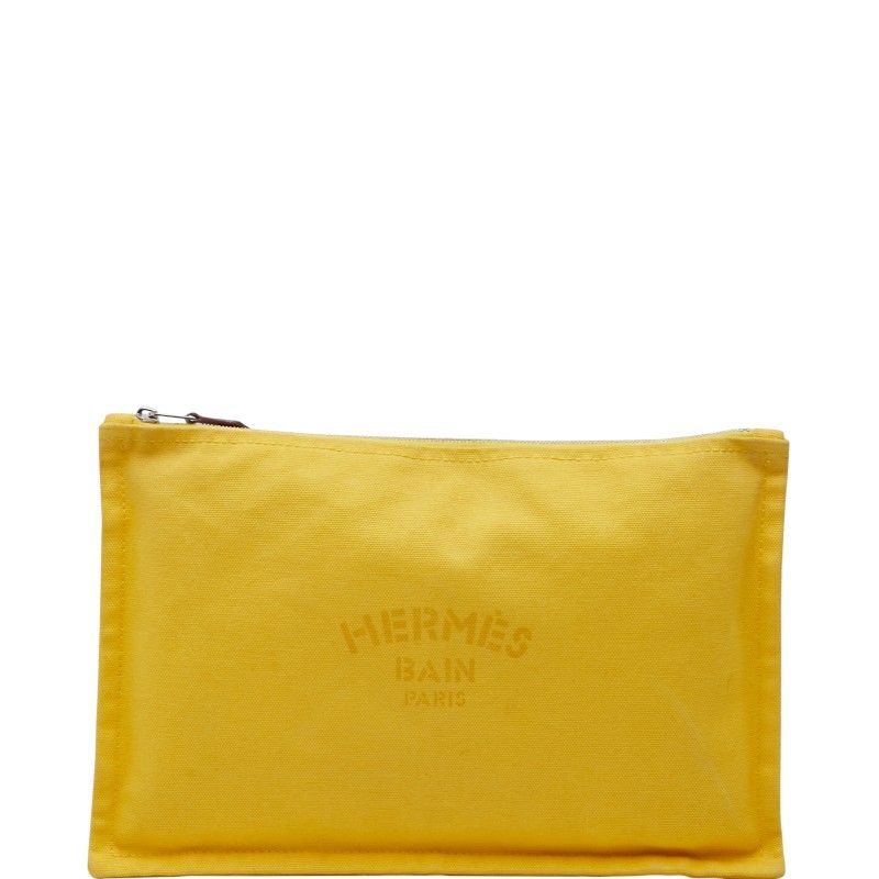 エルメス ヨッティングMM クラッチバッグ セカンドバッグ ポーチ イエロー キャンバス レディース HERMES 1-0237569