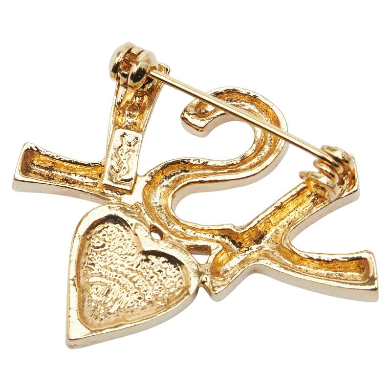 サンローラン ロゴ ハート ゴールド メッキ ラインストーン レディース SAINT LAURENT 1-0239200