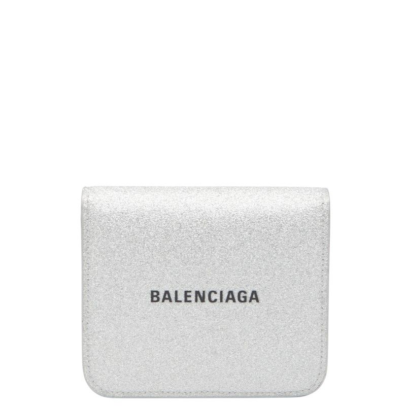 バレンシアガ ロゴ 594216 シルバー レザー レディース BALENCIAGA 214-39275