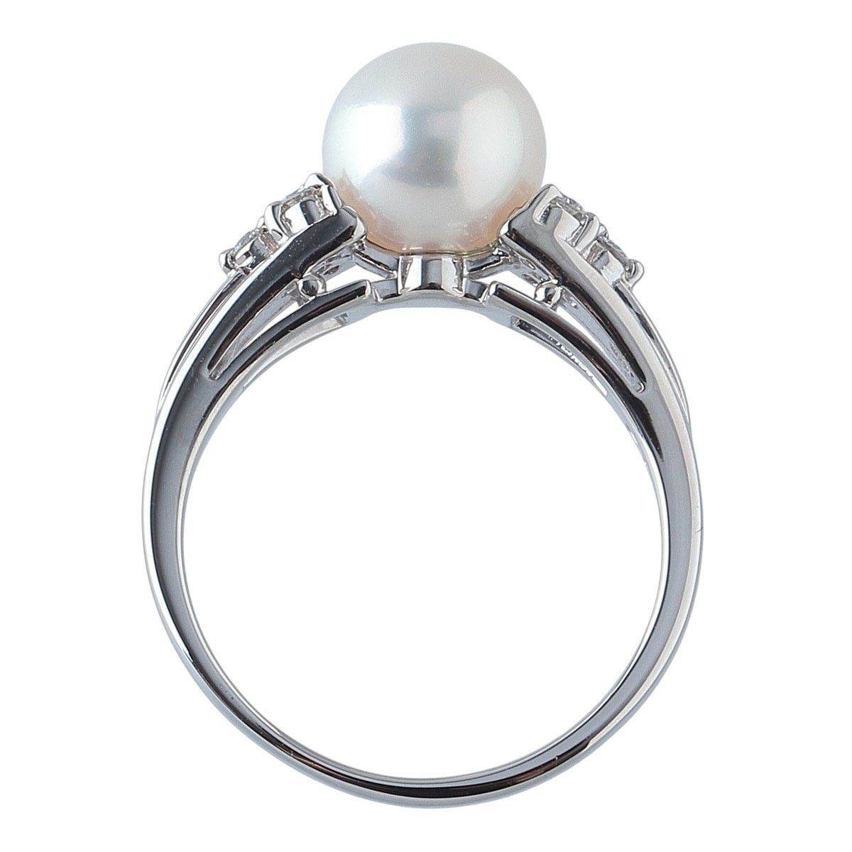 ミキモト パール ダイヤ リング アコヤパール7.7mm 11号弱 Pt950 新品