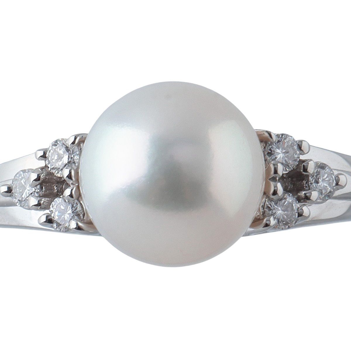 【新品同様】ミキモト　Pt950 アコヤ　本真珠　パール　リング　指輪　ダイヤ ミキモト パール ダイヤ リング アコヤパール7.7mm 11号弱 Pt950 新品