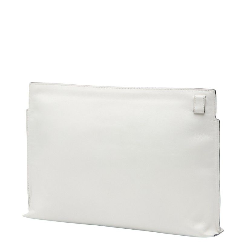 ロエベ アナグラム キャット クラッチバッグ ポーチ ホワイト マルチ レザー レディース LOEWE 1-0239515