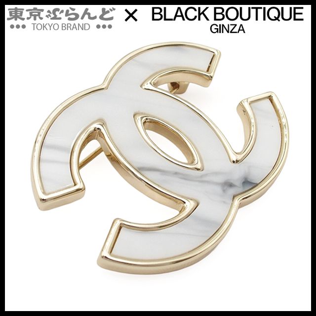 シャネル CHANEL ブローチ ゴールドxホワイト メタル プラスチック ココマーク B23A レディース 241001022632