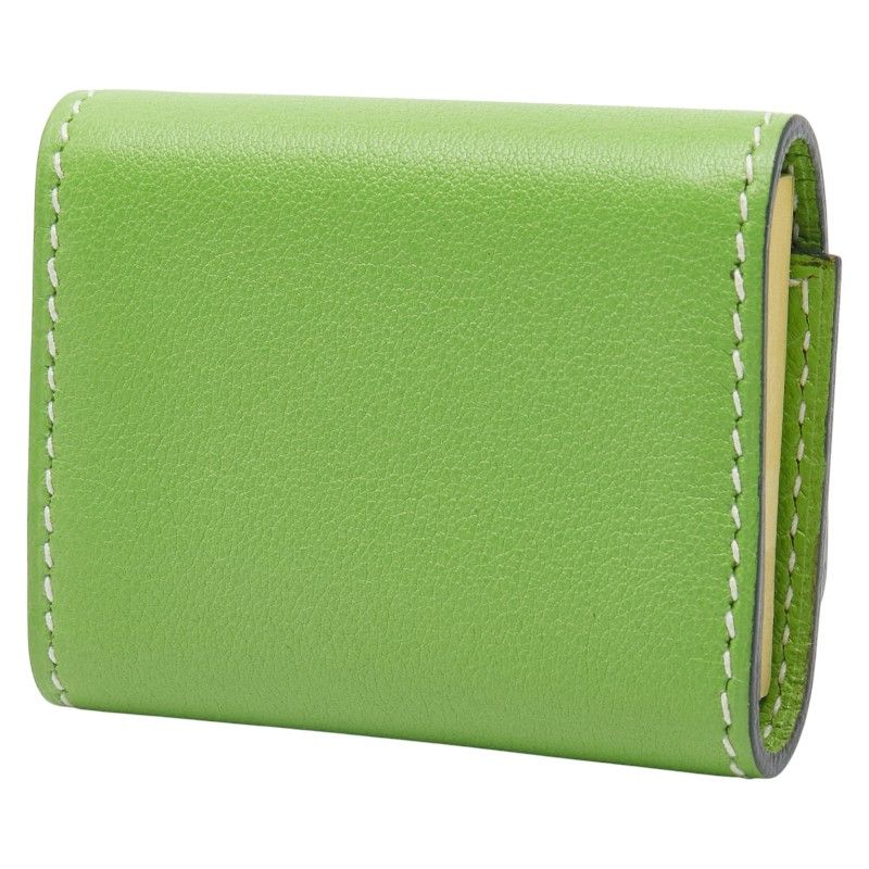 エルメス アラジフ ポストイットケース 付箋カバー グリーン レザー レディース HERMES 1-0240068