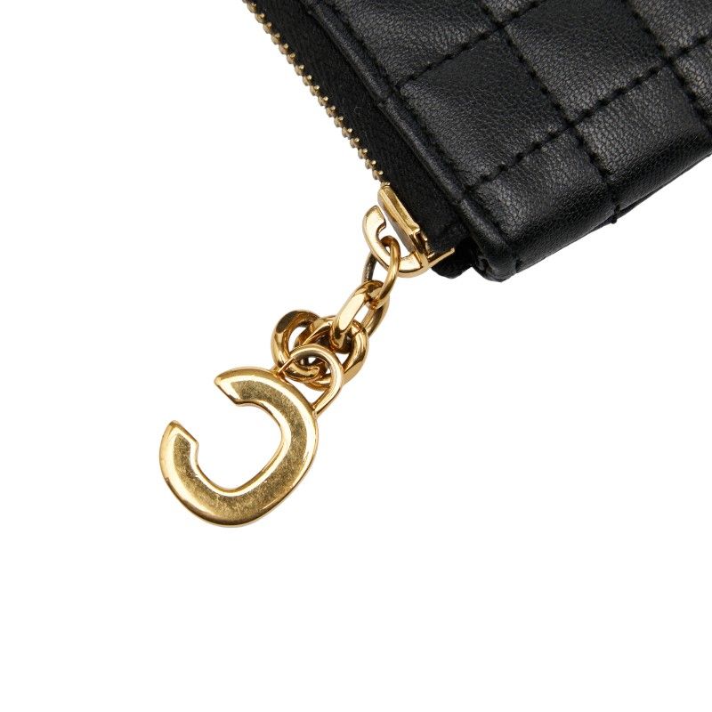 セリーヌ Cチャーム キルティング コインケース カードケース ブラック