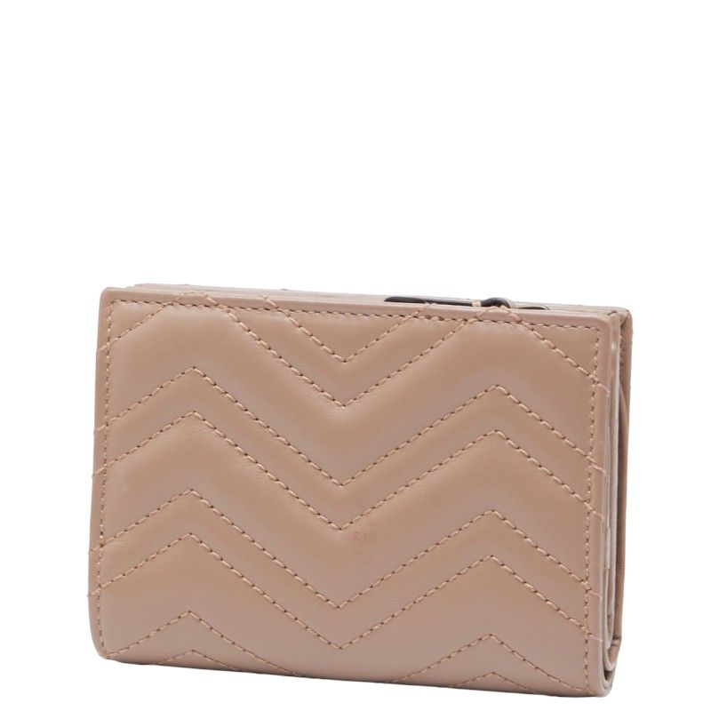 グッチ GGマーモント ダブルG 二つ折り財布 コンパクトウォレット 773427 ピンクベージュ レザー レディース GUCCI 1-0240582