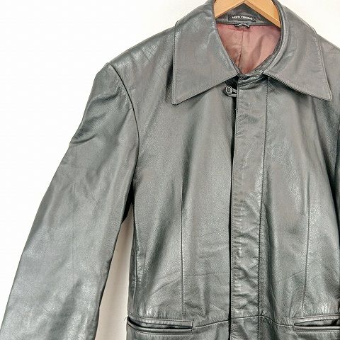 MEN'S TENORAS メンズティノラス レザーコート 牛革 比翼ボタン M ティノラス MEN'S TENORAS 牛革 カウ レザー コート F 黒 ブラック