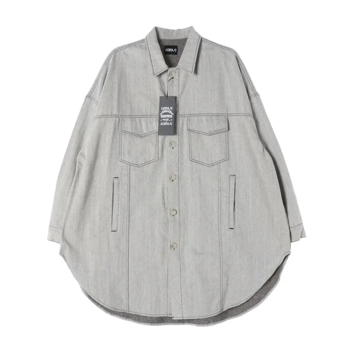 アジョバイアジョ リサイクルド デニム オーバーサイズ シャツ ジャケット グレー