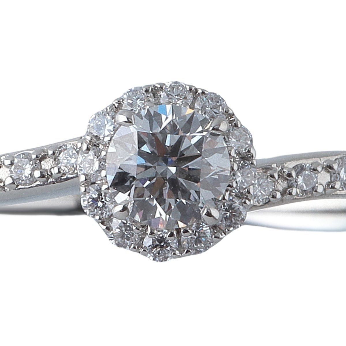 スタージュエリー ダイヤ リング ヘイロー 0.222 ct D-VVS 1-3 EX メレダイヤ0.15 12号 Pt 950 鑑定書 仕上げ済 STAR JEWELRY 23932