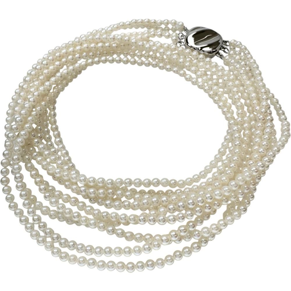 アコヤベビパール五連ネックレス 5粒連続パールネックレス あこや真珠ベビー K10WG ～ちっちゃぃて