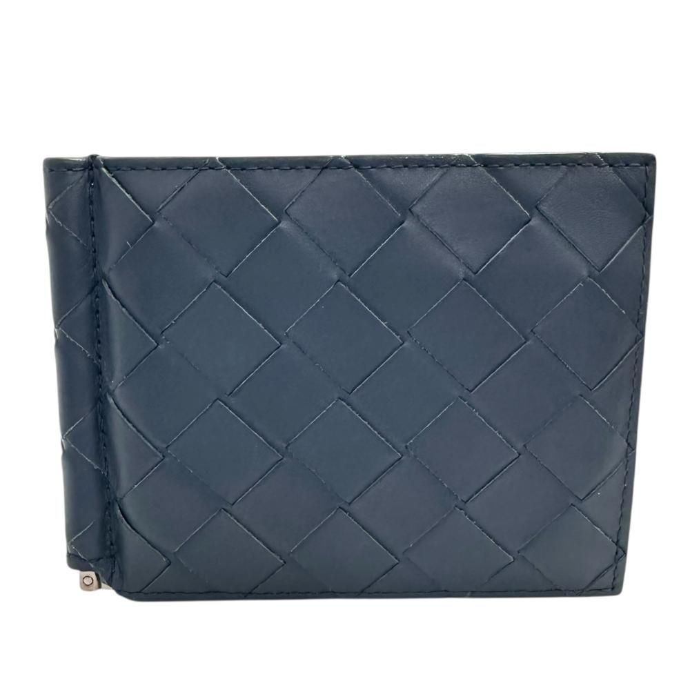 BOTTEGAVENETA ボッテガヴェネタ イントレチャート カードケース マネークリップ カーフ ネイビー ユニセックス 真子質店 BL